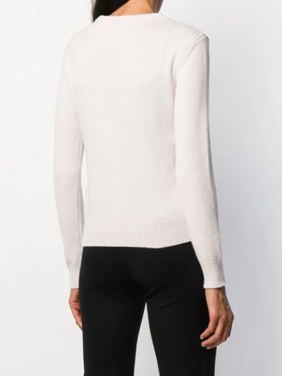 Shop Alberta Ferretti Intarsia-knit Jumper In White