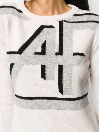 Shop Alberta Ferretti Intarsia-knit Jumper In White