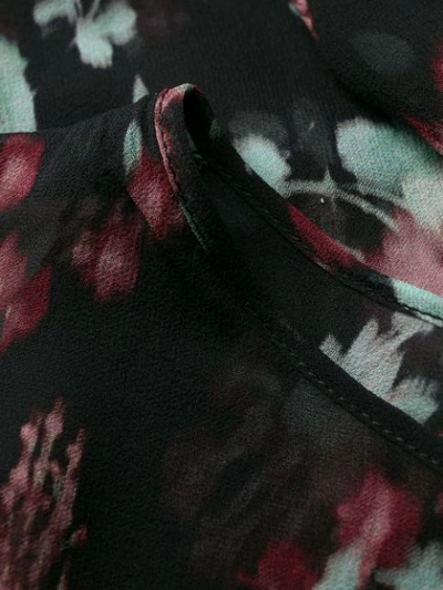 Shop L'autre Chose Silk Floral Blouse In Black