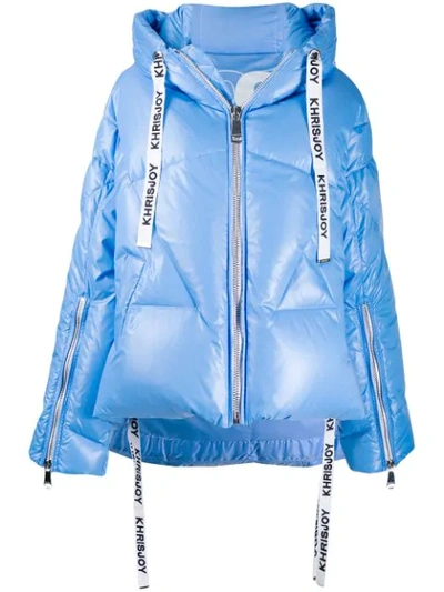 Shop Khrisjoy Hooded Puffer Jacket In Blue