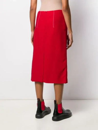 Shop Marni Pleated-detail Midi Skirt In Red
