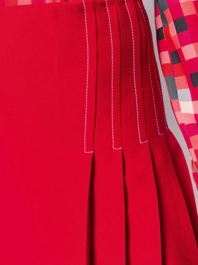 Shop Marni Pleated-detail Midi Skirt In Red