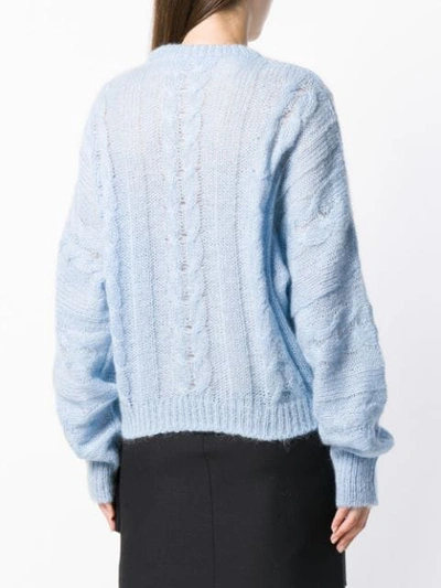 Shop Miu Miu Cable Knit Sweater - Blue