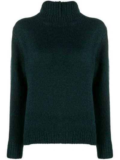 Shop Acne Studios Ribbed High-neck Sweater In Green