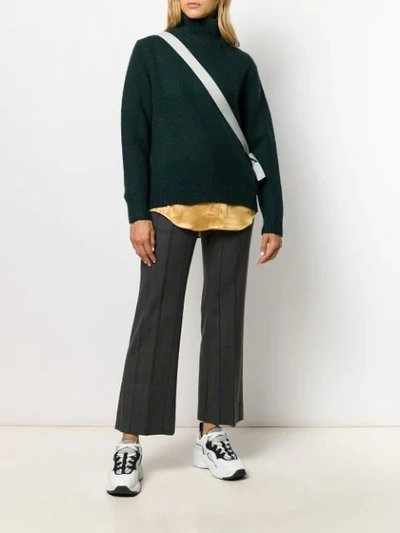 Shop Acne Studios Ribbed High-neck Sweater In Green