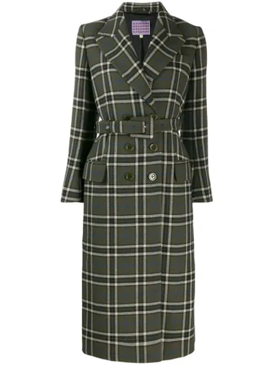 Shop Alexa Chung Tailored Check Midi Coat In Green