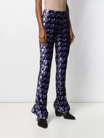 Shop Chloé Floral Printed Trousers In Black