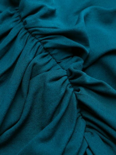 Shop Alexandre Vauthier Deep V-neck Ruched Dress In Blue