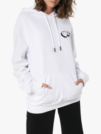 Shop Off-white Graffiti Logo Hoodie In White