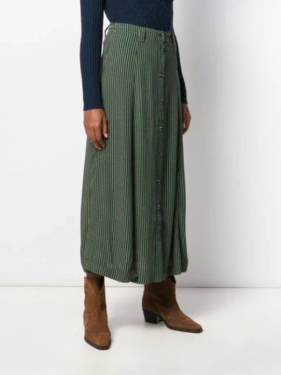 Shop Ganni High Waisted Check Skirt In Green