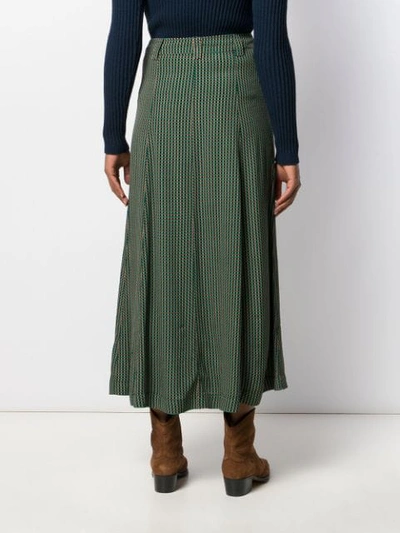Shop Ganni High Waisted Check Skirt In Green