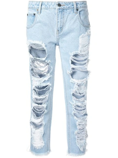 Shop Pony Stone Tief Sitzende Distressed-jeans In Blue