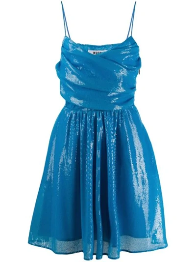 Shop Msgm Sequin Detail Wrap Dress In Blue