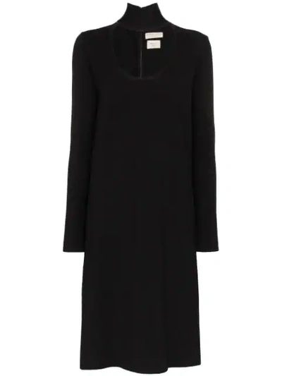 Shop Bottega Veneta High-neck Midi Dress In Black