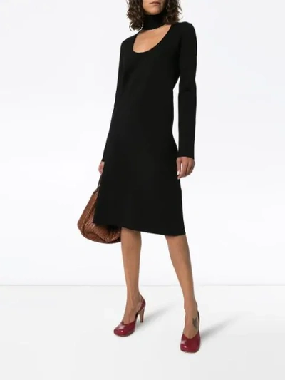 Bottega Veneta Wool-blend Turtleneck Midi Dress In Black