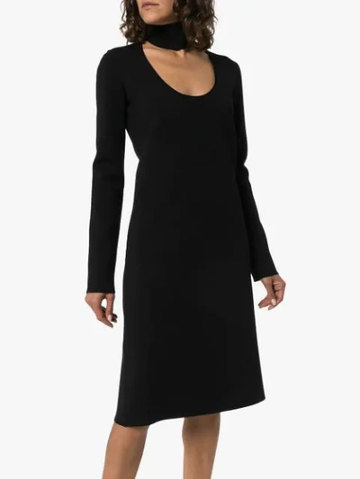 Bottega Veneta Wool-blend Turtleneck Midi Dress In Black