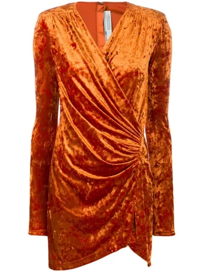 Shop Off-white Velvet Wrap Dress In Orange