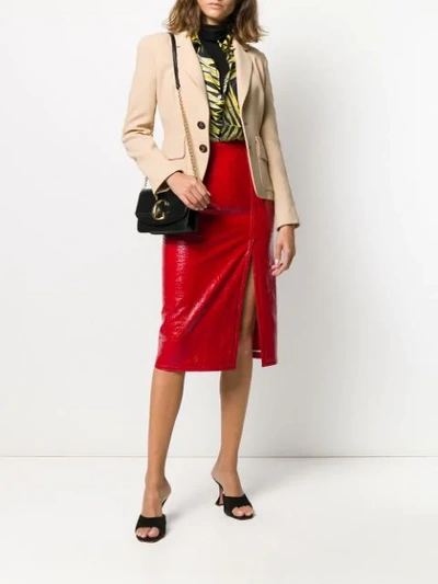 Shop N°21 Coated Straight Midi Skirt In Red