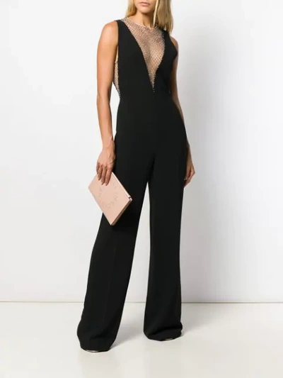 Shop Stella Mccartney Crystal Embellished V-neck Jumpsuit In Black