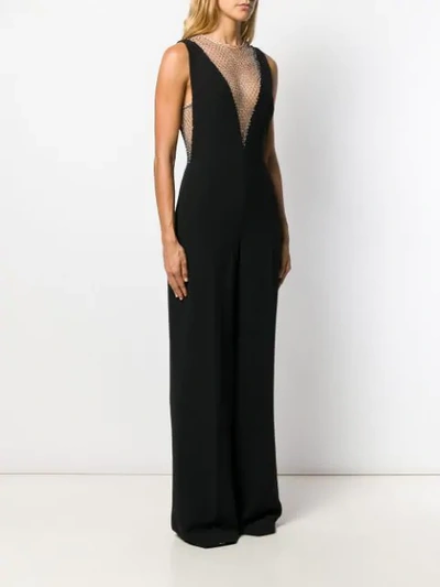 Shop Stella Mccartney Crystal Embellished V-neck Jumpsuit In Black