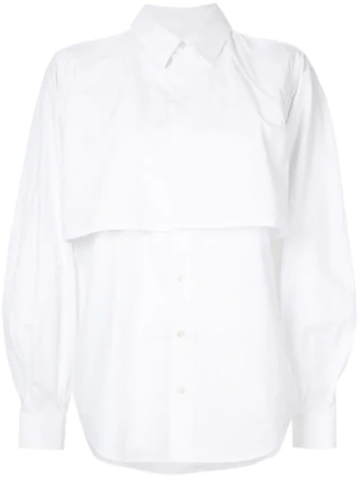 Shop Toga Tiered Button Shirt In White