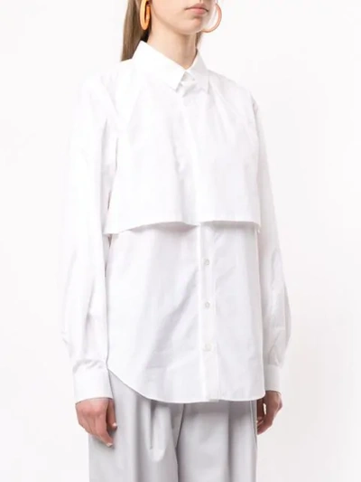 Shop Toga Tiered Button Shirt In White