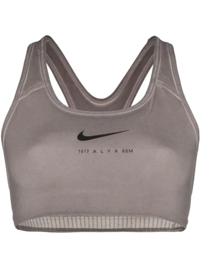 Shop Alyx X Nike Logo Sports Bra In Neutrals