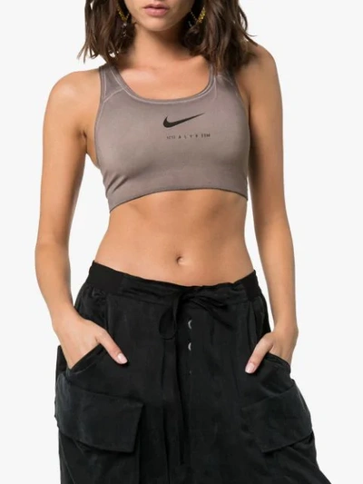 Shop Alyx X Nike Logo Sports Bra In Neutrals