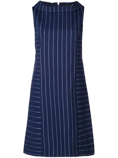 Shop Alice And Olivia Contrasting Stripes Short Dress In Blue