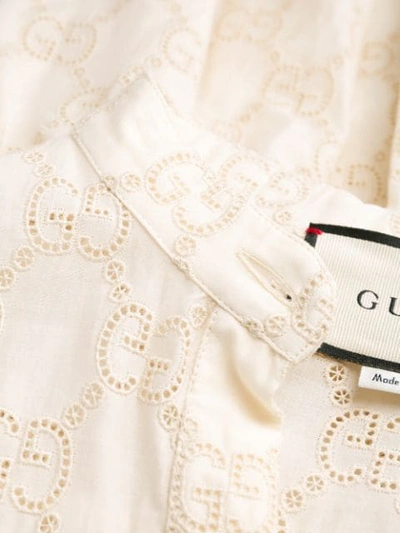 Shop Gucci Monogram Long Flared Dress In Neutrals