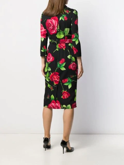 Shop Dolce & Gabbana Kleid Mit Rosen-print In Black