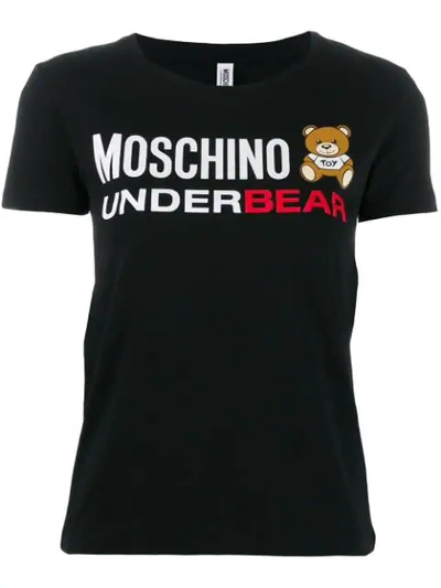 Shop Moschino Logo Bear Printed T-shirt In Black