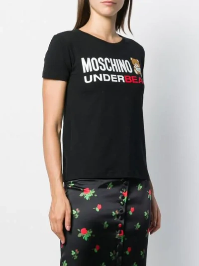 Shop Moschino Logo Bear Printed T-shirt In Black