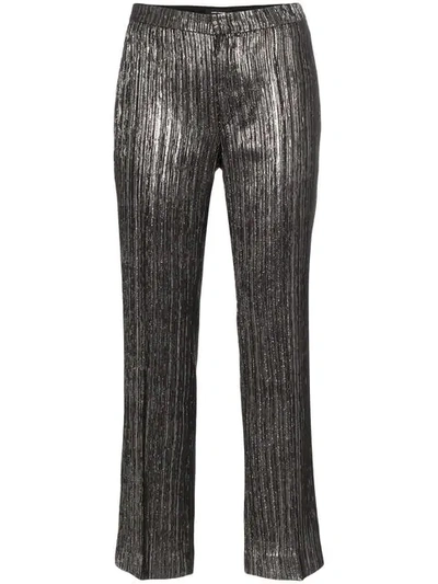 Shop Isabel Marant Denlo Metallic Plissé Cropped Trousers In Black