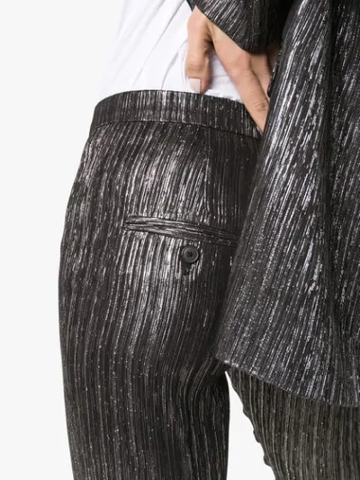 Shop Isabel Marant Denlo Metallic Plissé Cropped Trousers In Black