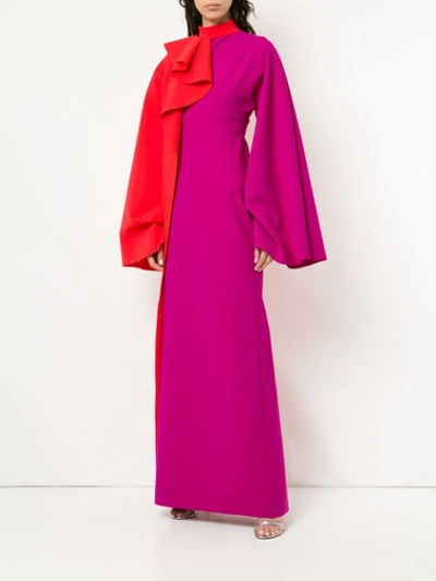 Shop Greta Constantine Two Tone Wide Sleeves Maxi Dress - Red