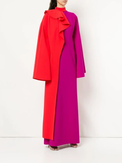 Shop Greta Constantine Two Tone Wide Sleeves Maxi Dress - Red
