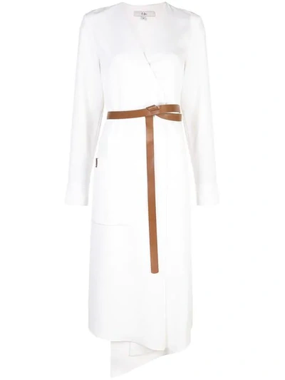 Shop Tibi Midi Wrap Dress In White