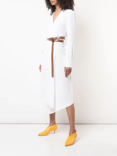 Shop Tibi Midi Wrap Dress In White