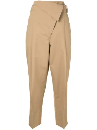 3.1 Phillip Lim Belted Overlap Trousers In Brown
