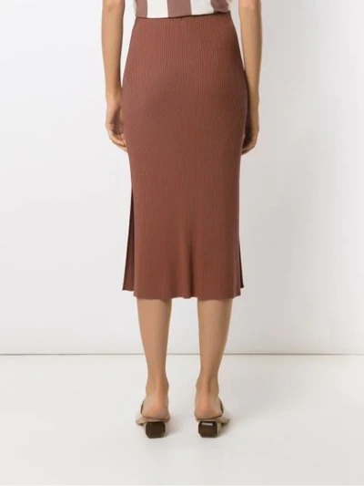 Shop Osklen Knit Midi Skirt In Brown