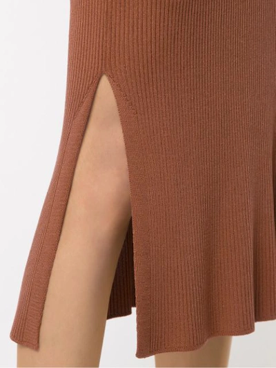 Shop Osklen Knit Midi Skirt In Brown