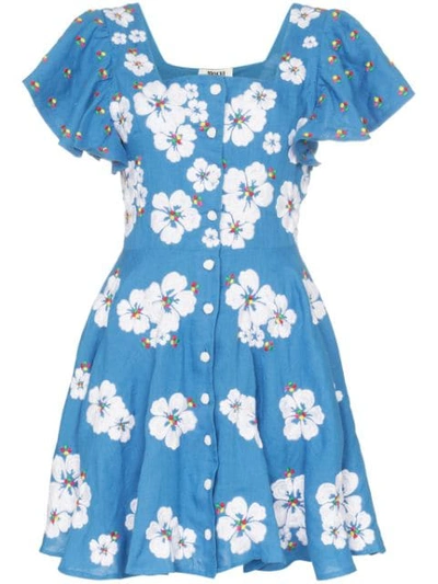 Shop All Things Mochi 'kay' Minikleid Mit Blumenmuster In Blue