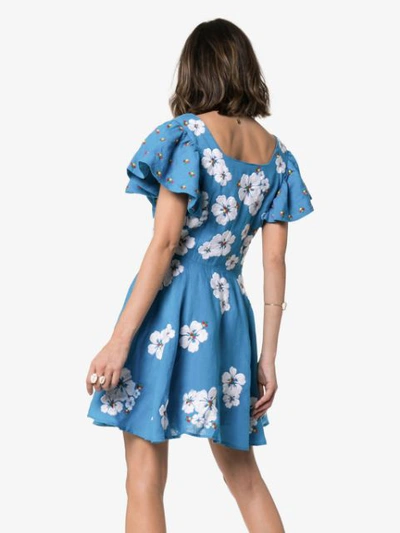 Shop All Things Mochi 'kay' Minikleid Mit Blumenmuster In Blue