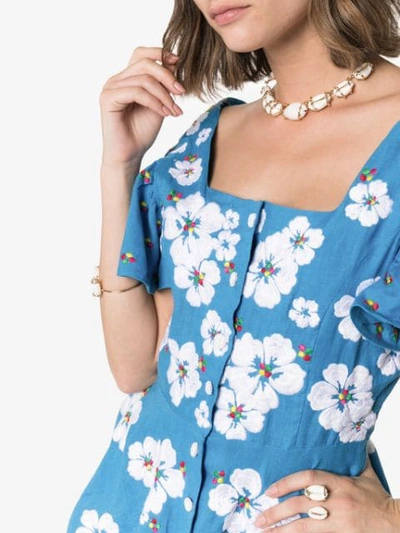 ALL THINGS MOCHI KAY FLORAL EMBROIDERED MINI-DRESS - 蓝色