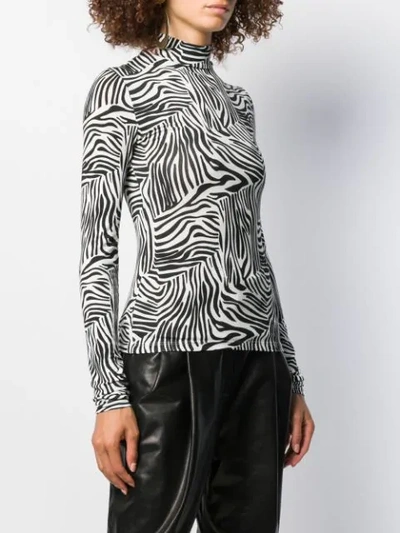 Shop Andamane Zebra Print Turtleneck Sweatshirt In White