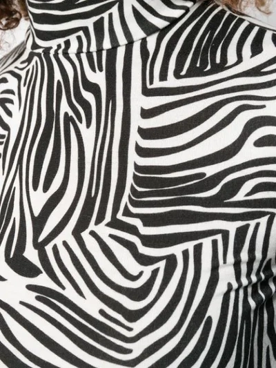 Shop Andamane Zebra Print Turtleneck Sweatshirt In White