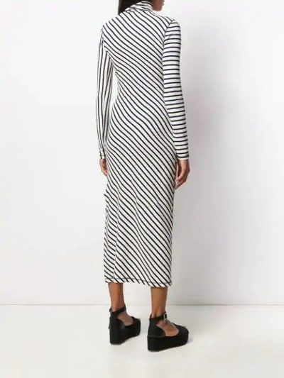 Shop Loewe Striped Logo-embroidered Midi Dress In White