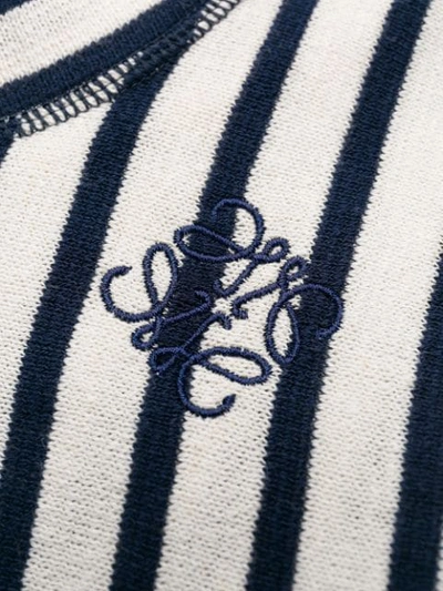 Shop Loewe Striped Logo-embroidered Midi Dress In White