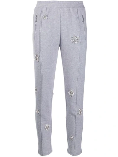 Shop Area Embellished Cropped Track Trousers In Grey